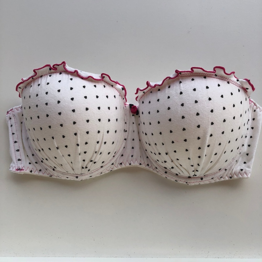 Blush Polka Dot Strapless Padded Bra 36D